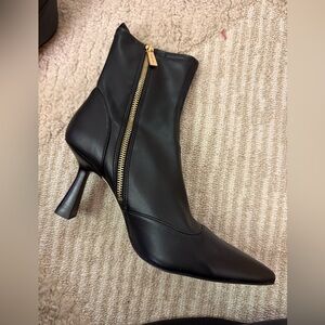 Michael Kors Black Heeled Boots with Gold Zipper